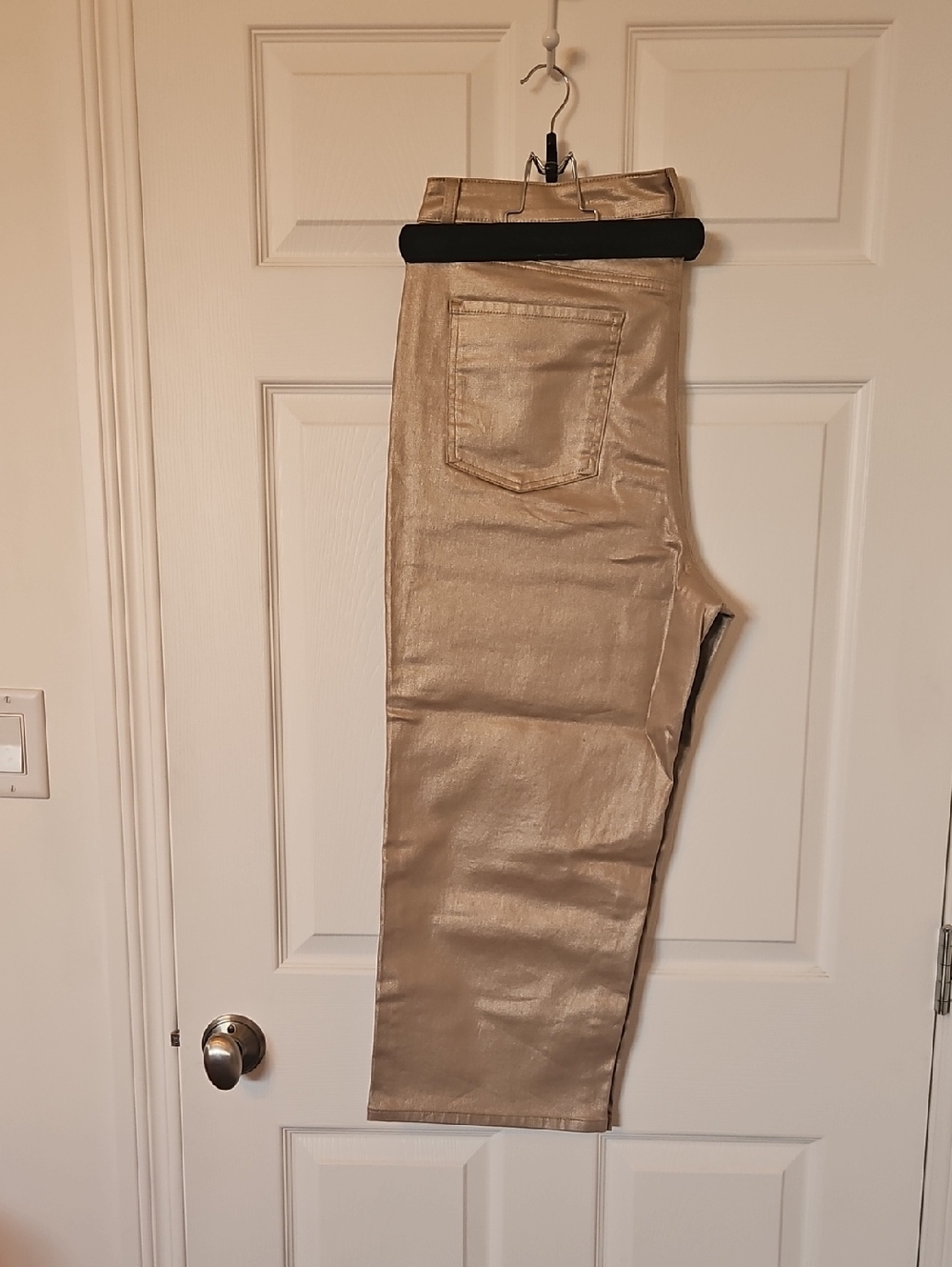 Chico's Metallic Gold Straight Jeans